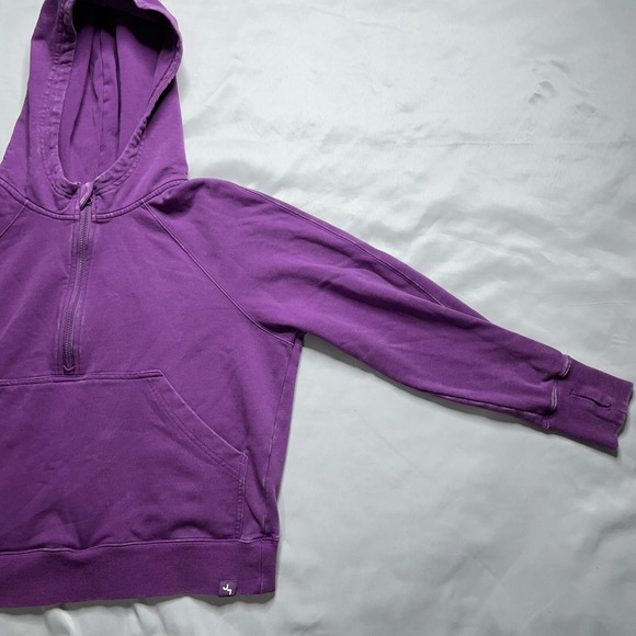 JoyLab Cropped Hoodie Womens Small Purple 1/4 Zip Thombhole Raglan Sleeve Sports - Picture 14 of 16